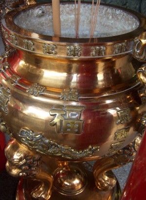 chinese temple brass incense urn